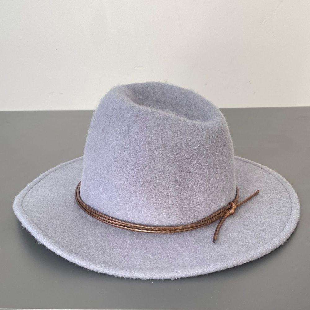Brixton Women’s Light Gray Wool Felt Fedora with Brown Band OS Western Boho Chic